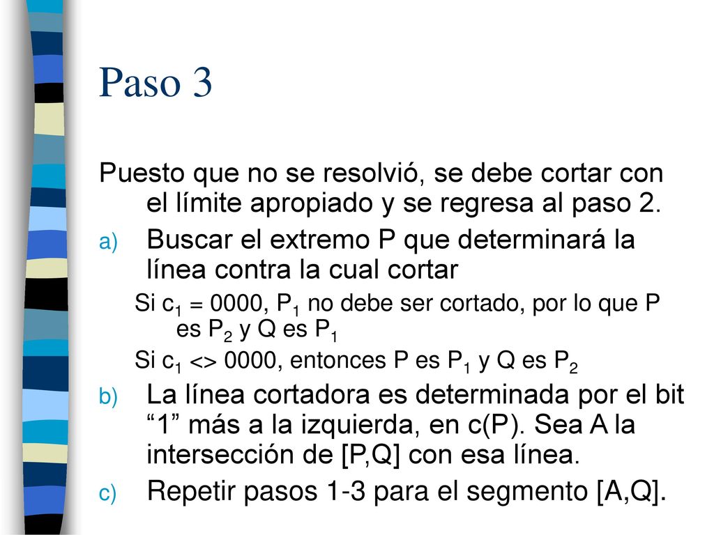 Paso 3 Puesto que no se resolvió, se debe cortar con el límite apropiado y se regresa al paso 2.