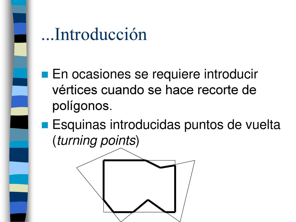 ...Introducción En ocasiones se requiere introducir vértices cuando se hace recorte de polígonos.