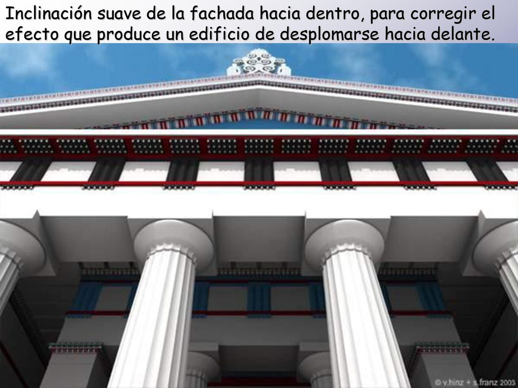 Inclinación suave de la fachada hacia dentro, para corregir el efecto que produce un edificio de desplomarse hacia delante.