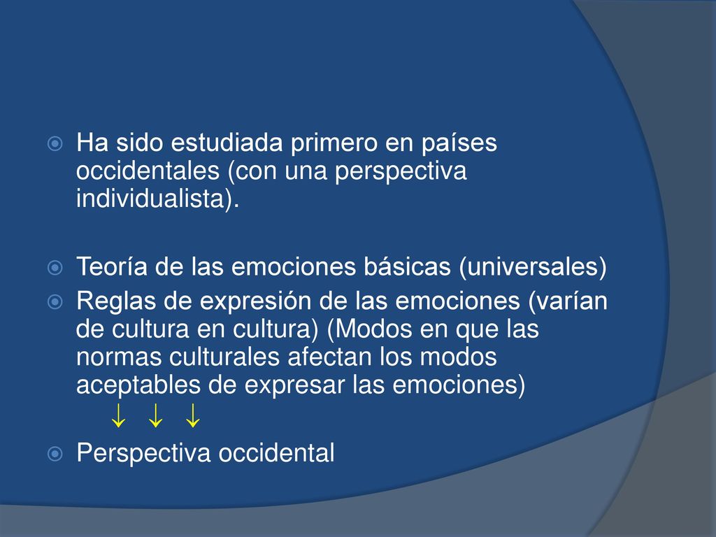 Ha sido estudiada primero en países occidentales (con una perspectiva individualista).