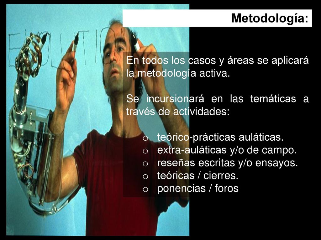 Metodología: En todos los casos y áreas se aplicará la metodología activa. Se incursionará en las temáticas a través de actividades: