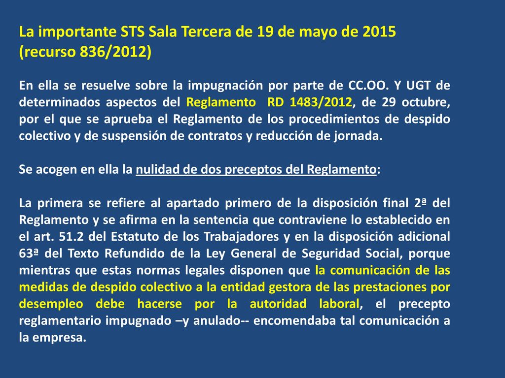 La importante STS Sala Tercera de 19 de mayo de 2015 (recurso 836/2012)