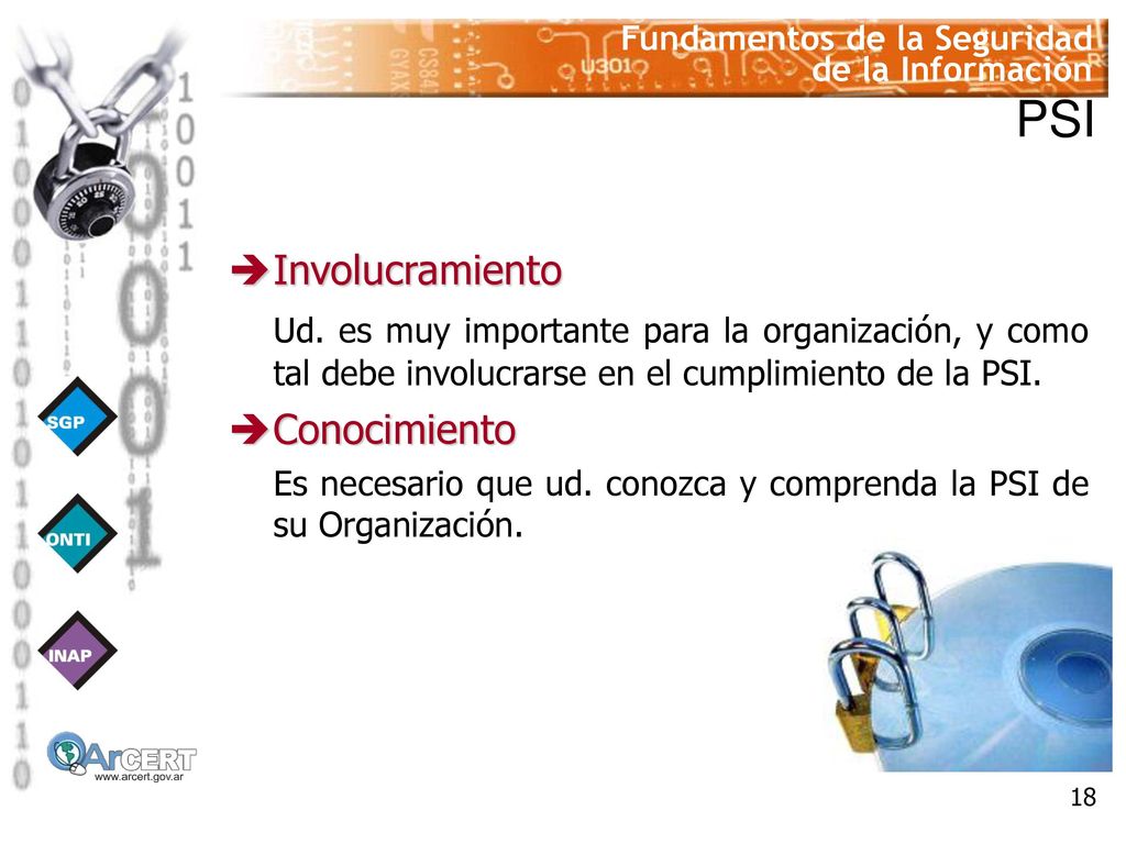 PSI Involucramiento. Ud. es muy importante para la organización, y como tal debe involucrarse en el cumplimiento de la PSI.