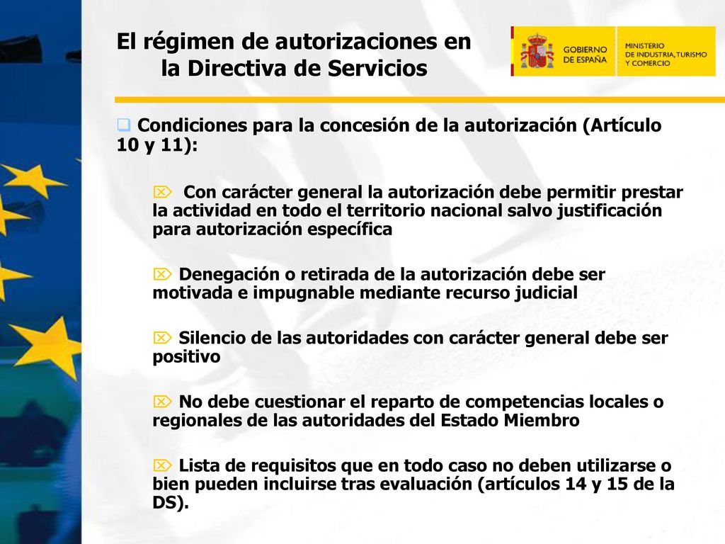 El régimen de autorizaciones en la Directiva de Servicios