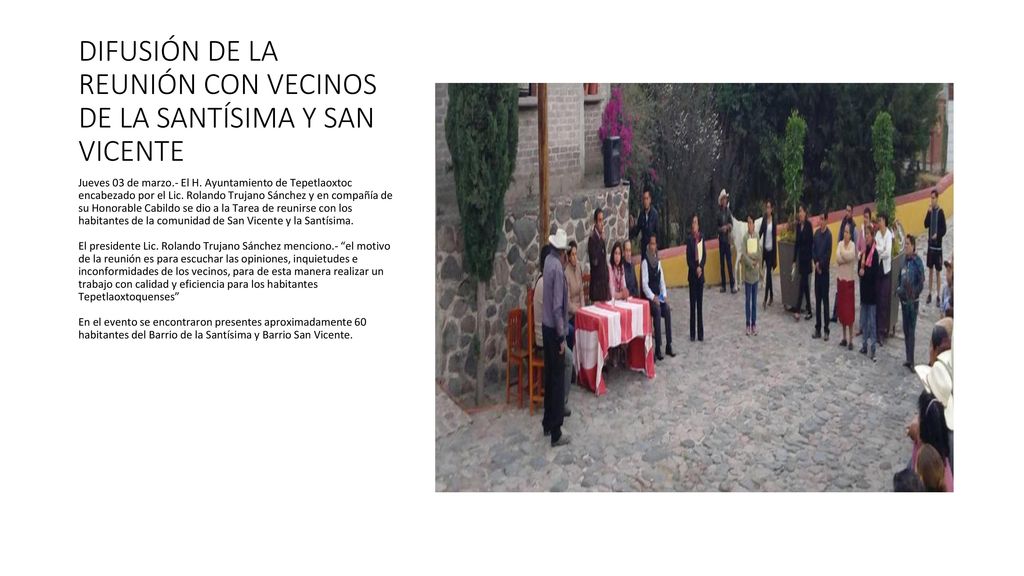 DIFUSIÓN DE LA REUNIÓN CON VECINOS DE LA SANTÍSIMA Y SAN VICENTE