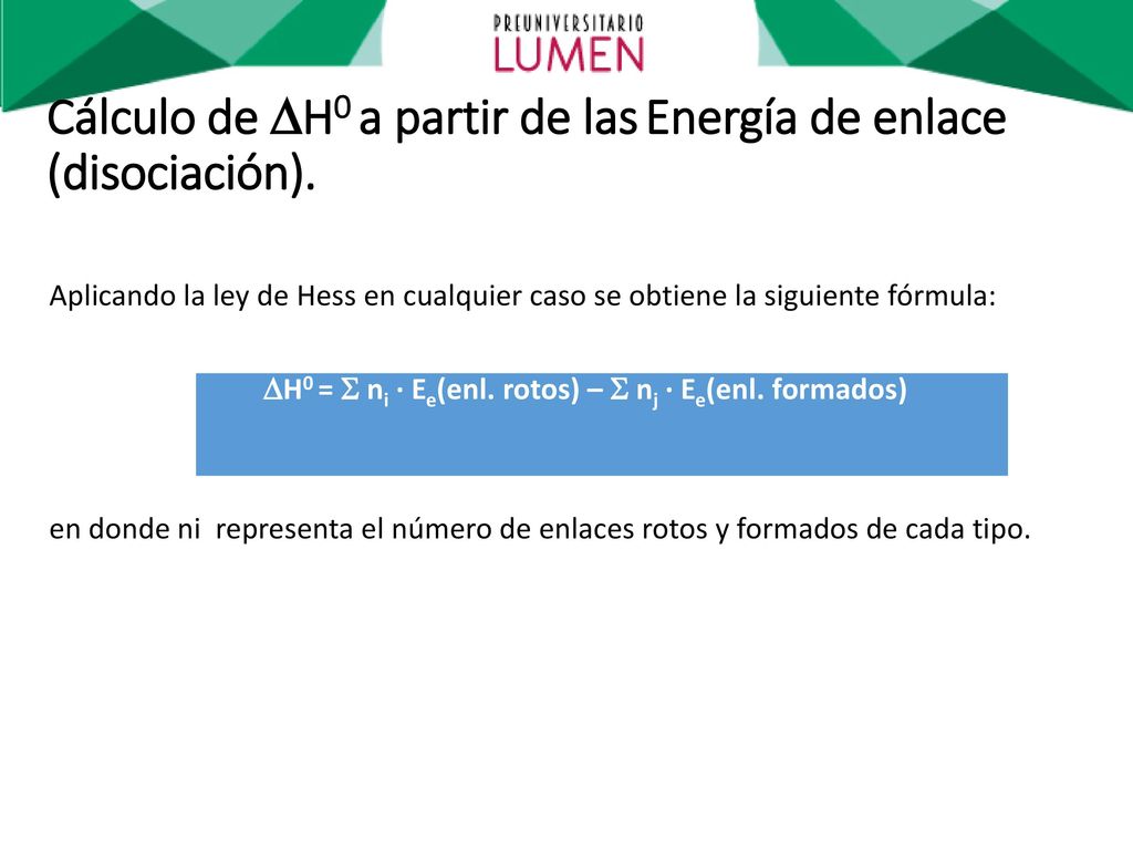 Cálculo de H0 a partir de las Energía de enlace (disociación).