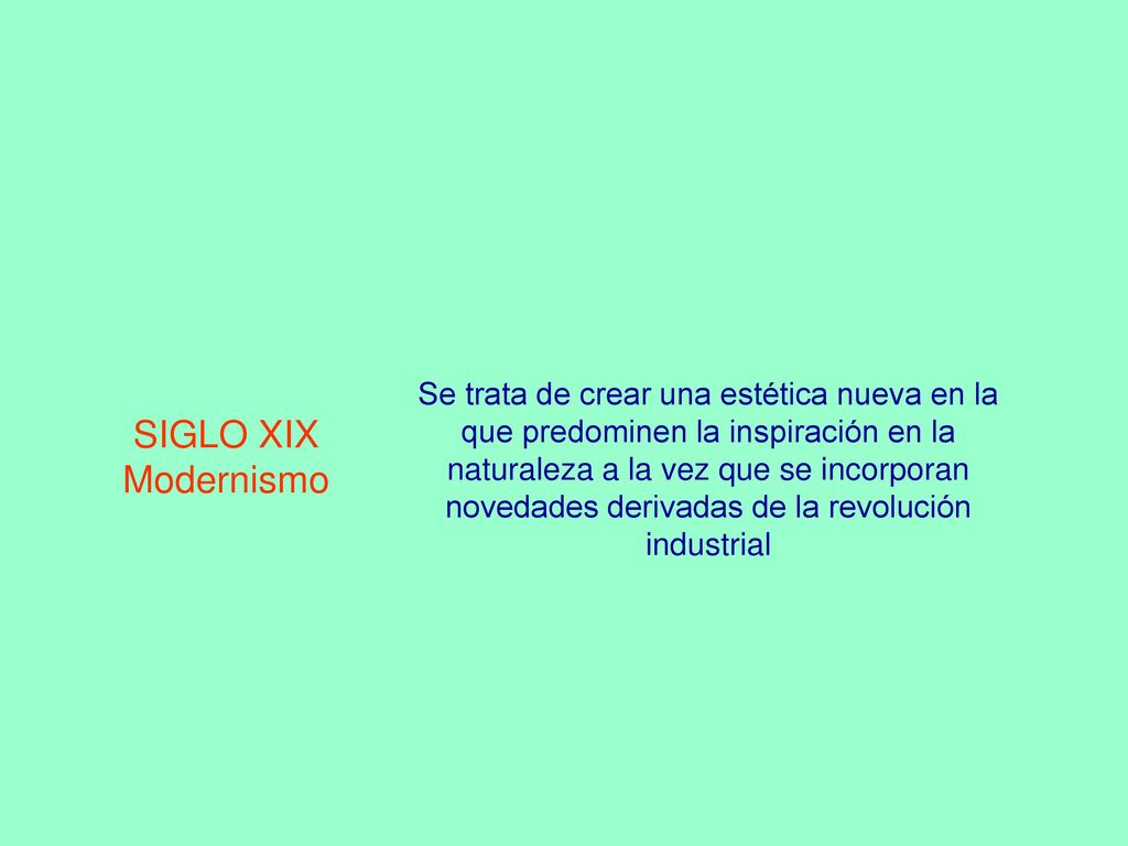 Se trata de crear una estética nueva en la que predominen la inspiración en la naturaleza a la vez que se incorporan novedades derivadas de la revolución industrial