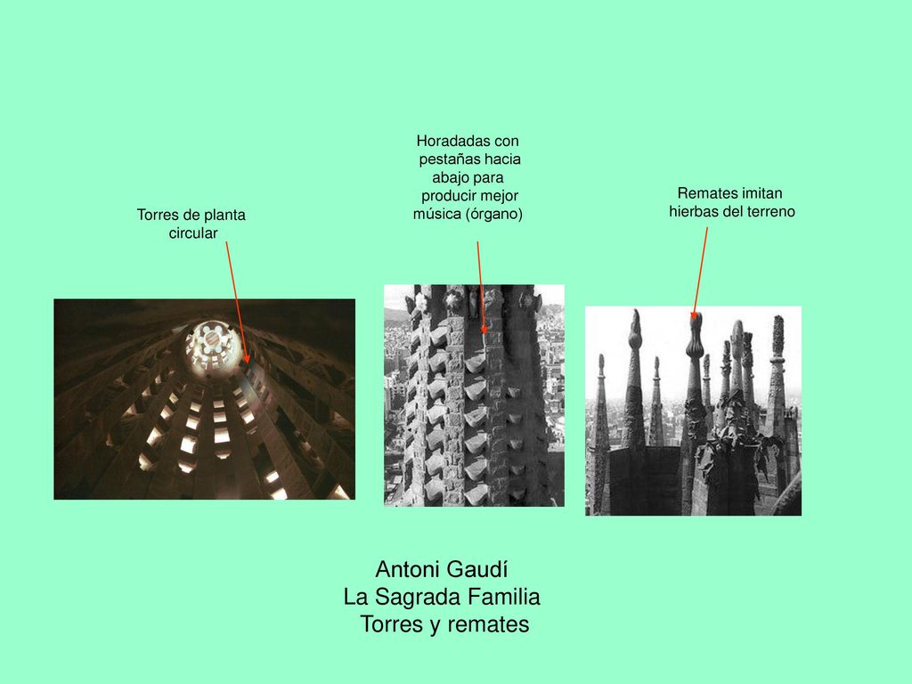 Antoni Gaudí La Sagrada Familia Torres y remates Horadadas con