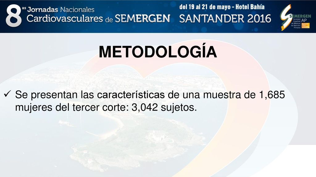 METODOLOGÍA Se presentan las características de una muestra de 1,685 mujeres del tercer corte: 3,042 sujetos.