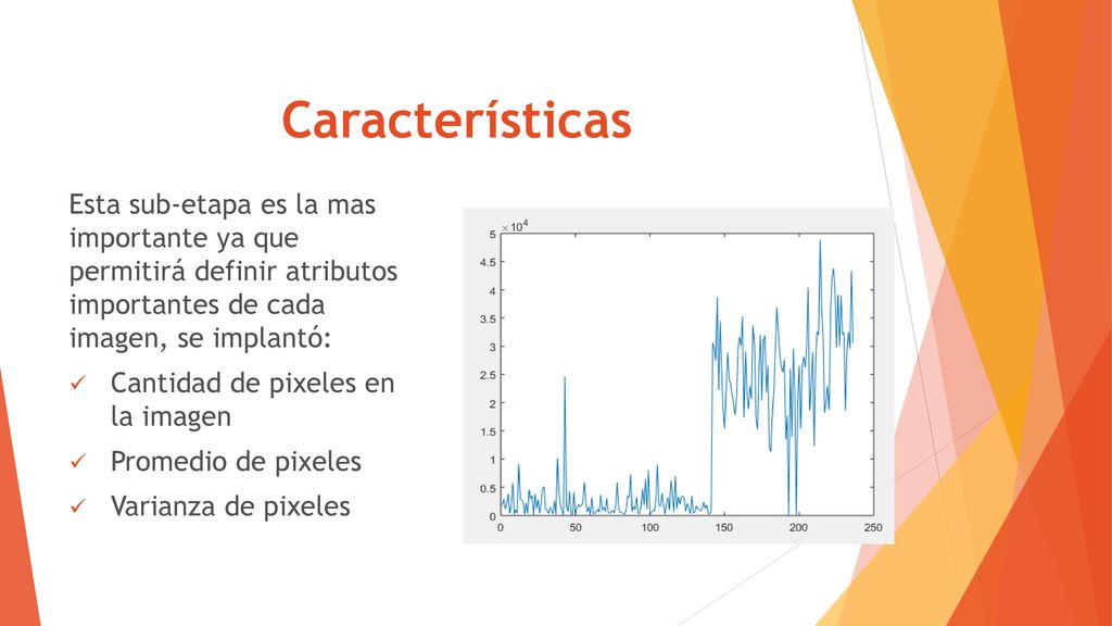 Características Esta sub-etapa es la mas importante ya que permitirá definir atributos importantes de cada imagen, se implantó: