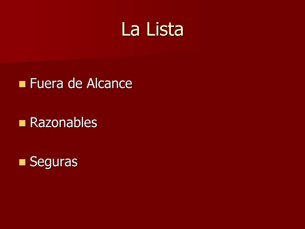 La Lista Fuera de Alcance Razonables Seguras