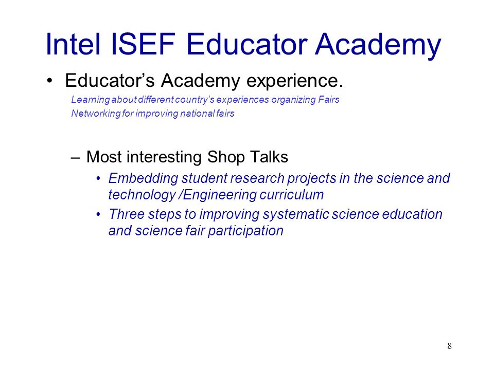 Intel ISEF Educator Academy
