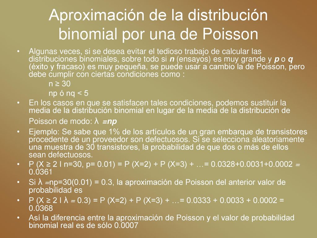 Aproximación de la distribución binomial por una de Poisson