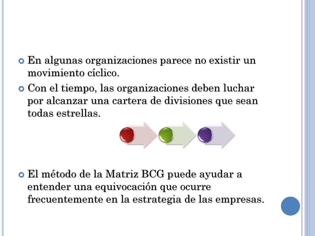 En algunas organizaciones parece no existir un movimiento cíclico.