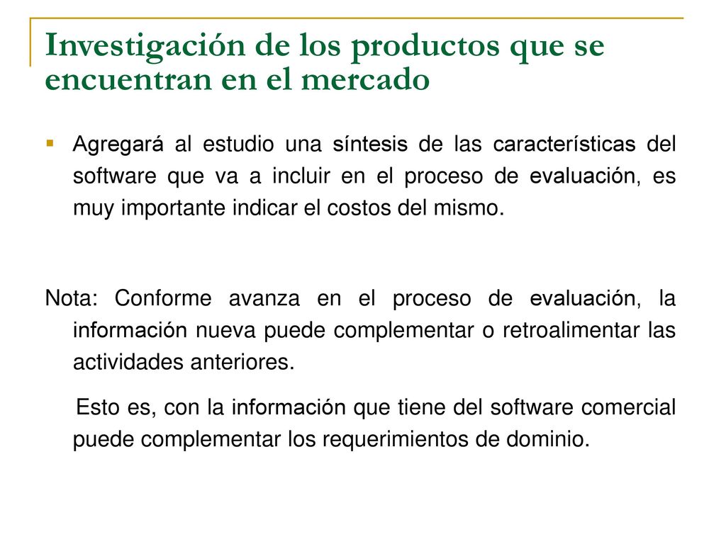 Investigación de los productos que se encuentran en el mercado