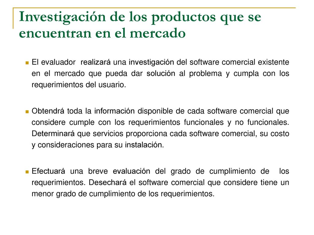 Investigación de los productos que se encuentran en el mercado