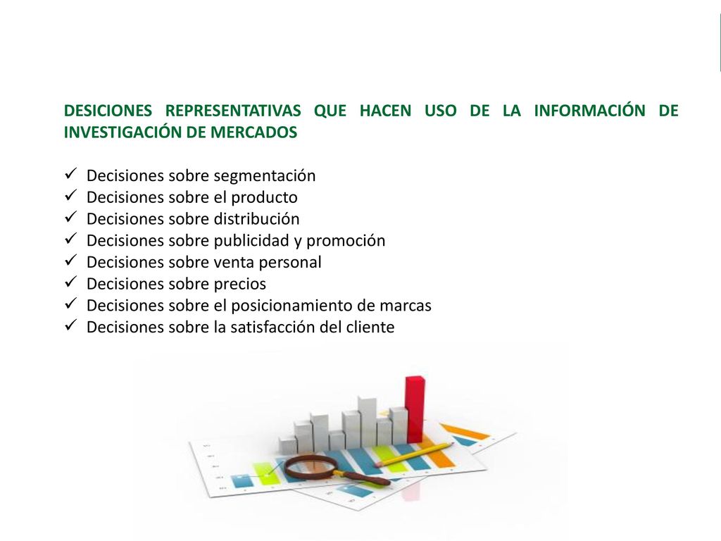 DESICIONES REPRESENTATIVAS QUE HACEN USO DE LA INFORMACIÓN DE INVESTIGACIÓN DE MERCADOS
