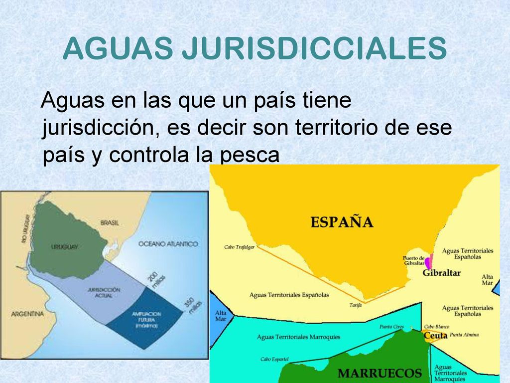 AGUAS JURISDICCIALES Aguas en las que un país tiene jurisdicción, es decir son territorio de ese país y controla la pesca.