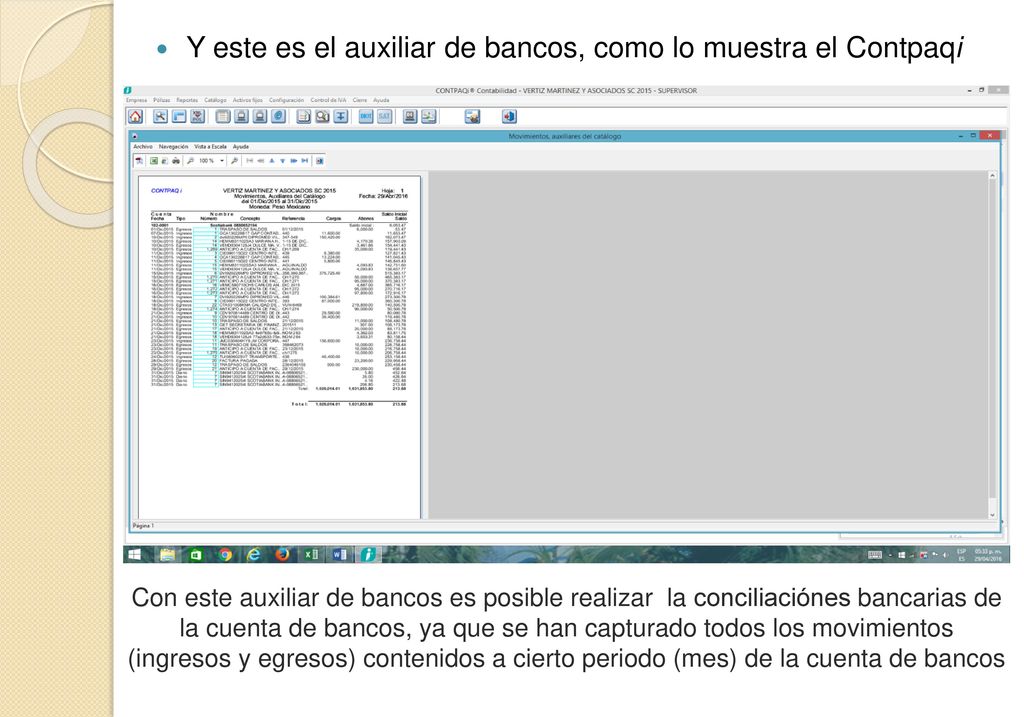 Y este es el auxiliar de bancos, como lo muestra el Contpaqi
