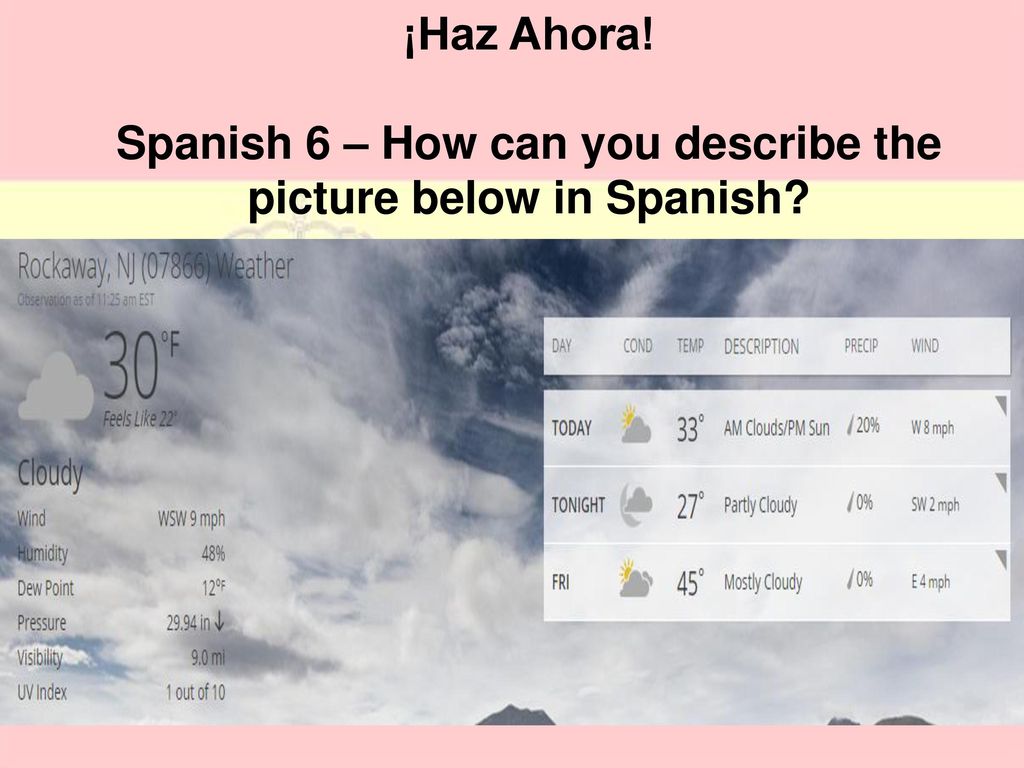 Spanish 6 – How can you describe the picture below in Spanish