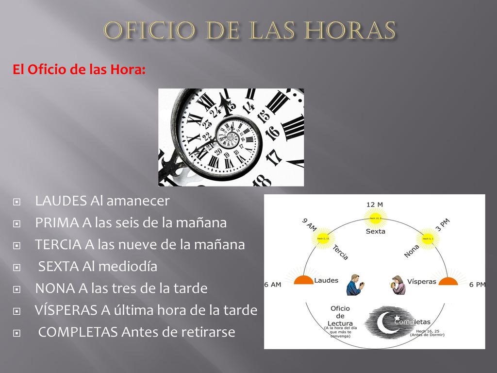 OFICIO DE LAS HORAS El Oficio de las Hora: LAUDES Al amanecer