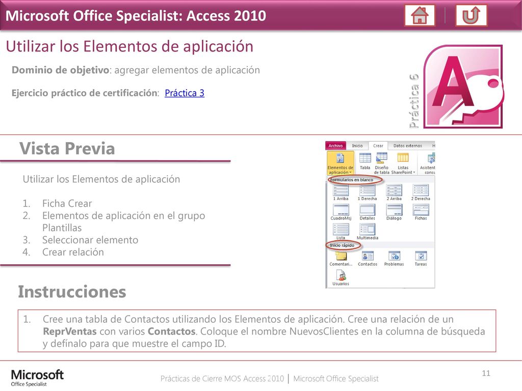 Prácticas de Cierre MOS Access 2010 │ Microsoft Office Specialist
