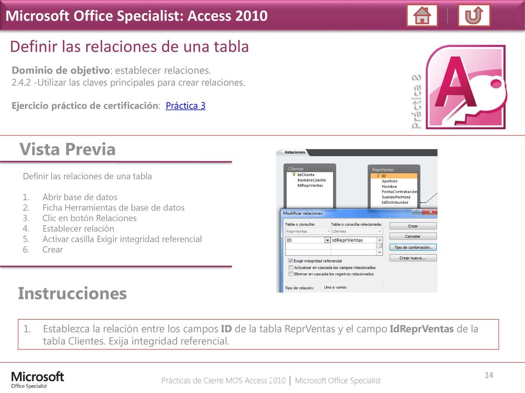 Prácticas de Cierre MOS Access 2010 │ Microsoft Office Specialist