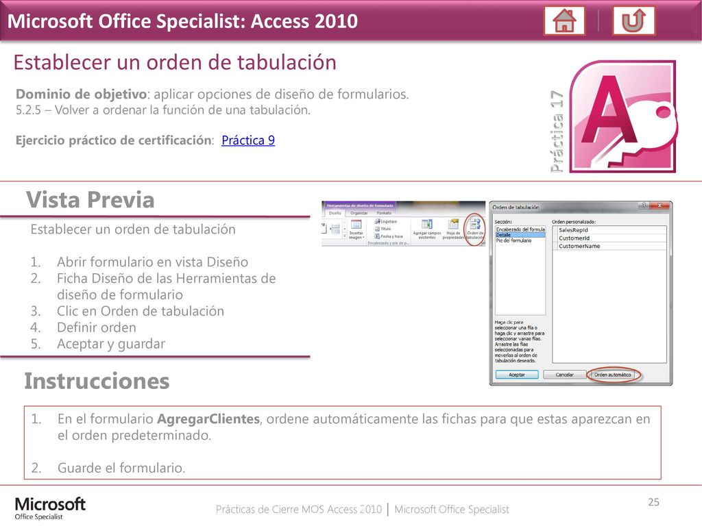 Prácticas de Cierre MOS Access 2010 │ Microsoft Office Specialist