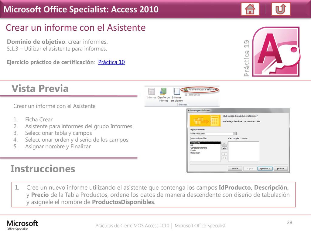 Prácticas de Cierre MOS Access 2010 │ Microsoft Office Specialist