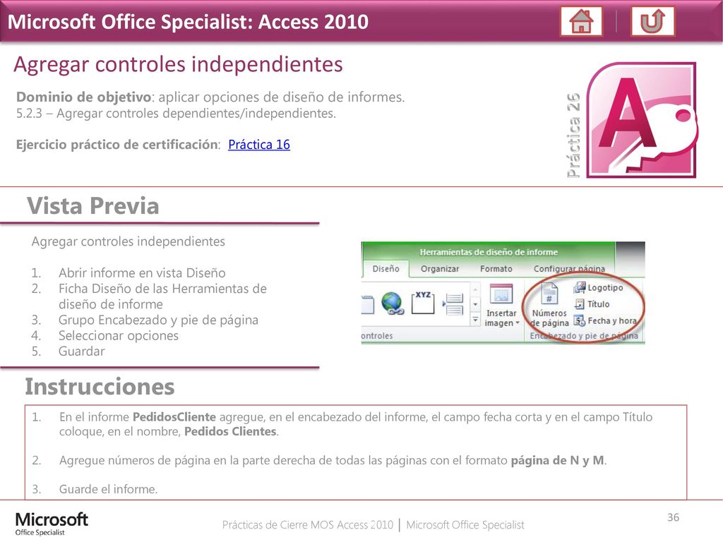Prácticas de Cierre MOS Access 2010 │ Microsoft Office Specialist