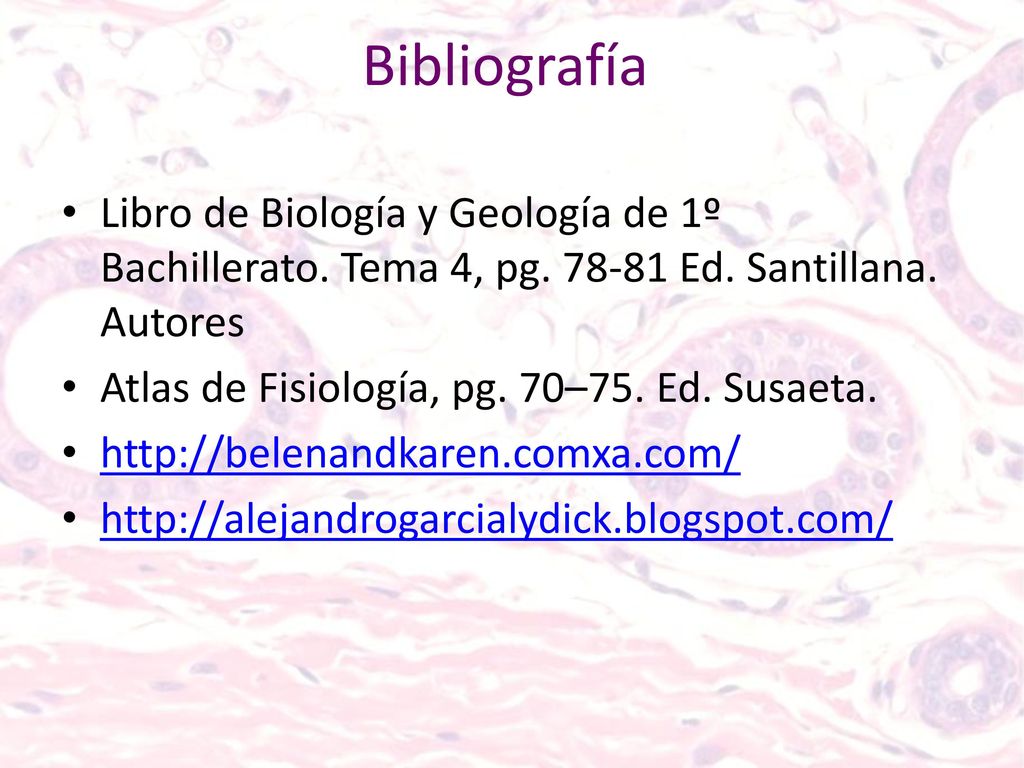 Bibliografía Libro de Biología y Geología de 1º Bachillerato. Tema 4, pg Ed. Santillana. Autores.