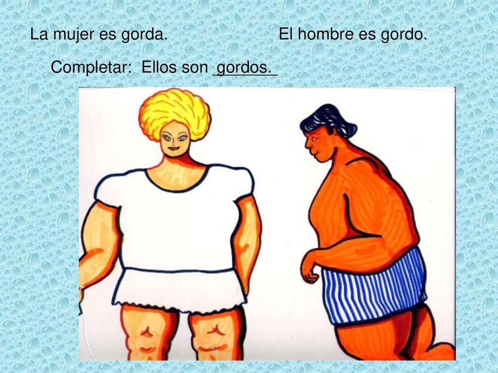 La mujer es gorda. El hombre es gordo.