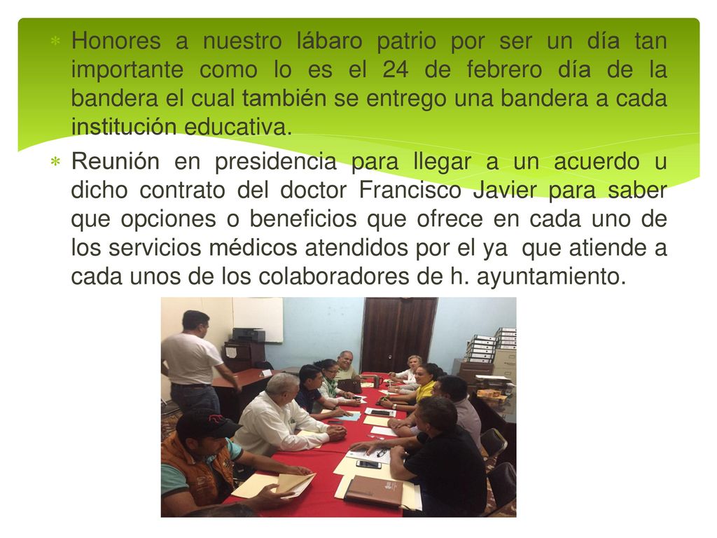 Honores a nuestro lábaro patrio por ser un día tan importante como lo es el 24 de febrero día de la bandera el cual también se entrego una bandera a cada institución educativa.