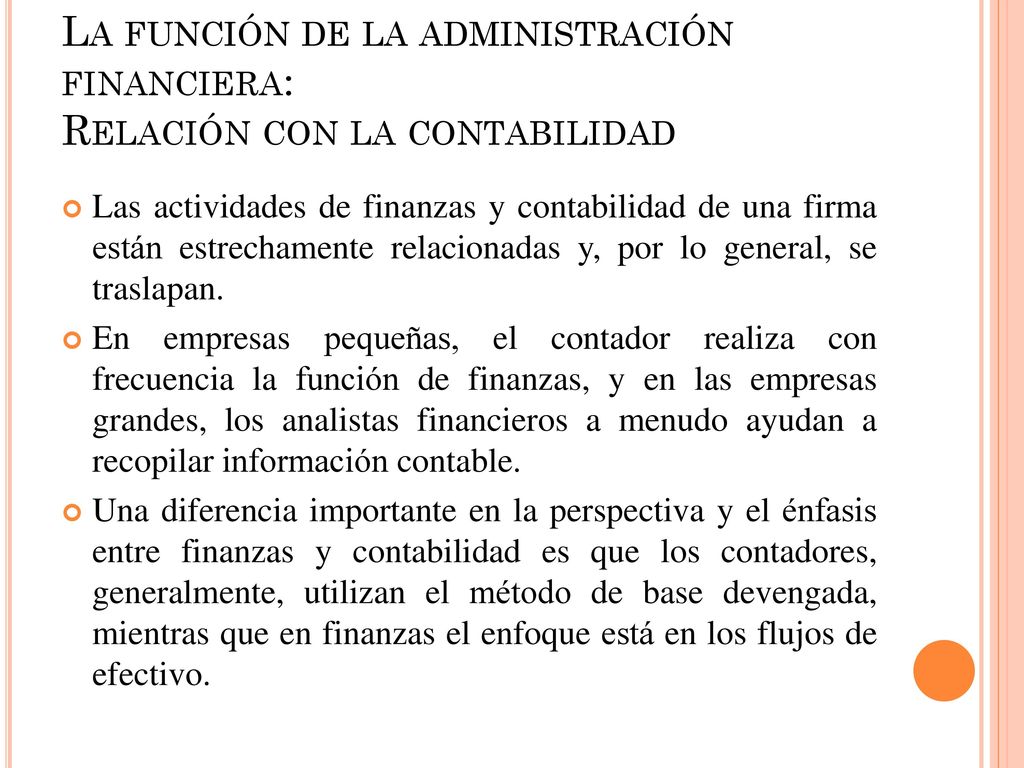 La función de la administración financiera: Relación con la contabilidad