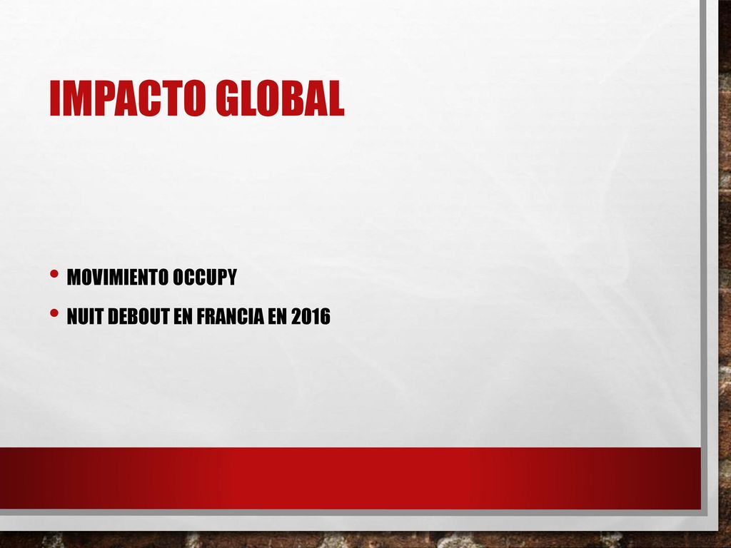 IMPACTO GLOBAL Movimiento occupy Nuit debout en Francia en 2016