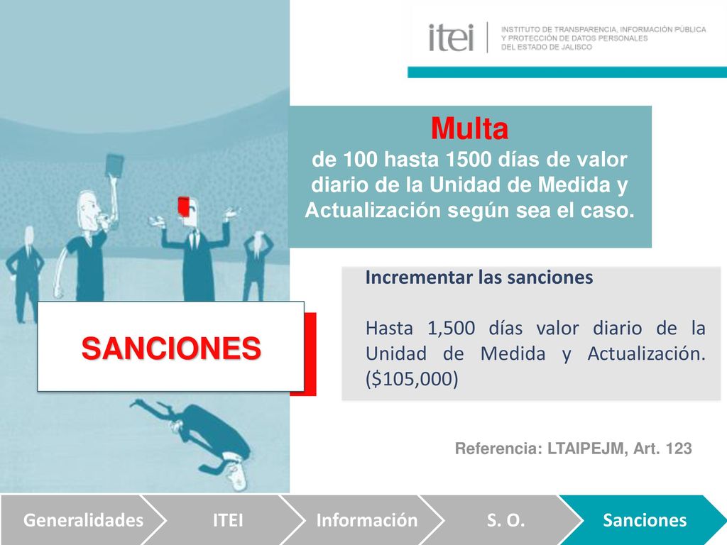 Multa de 100 hasta 1500 días de valor diario de la Unidad de Medida y Actualización según sea el caso.