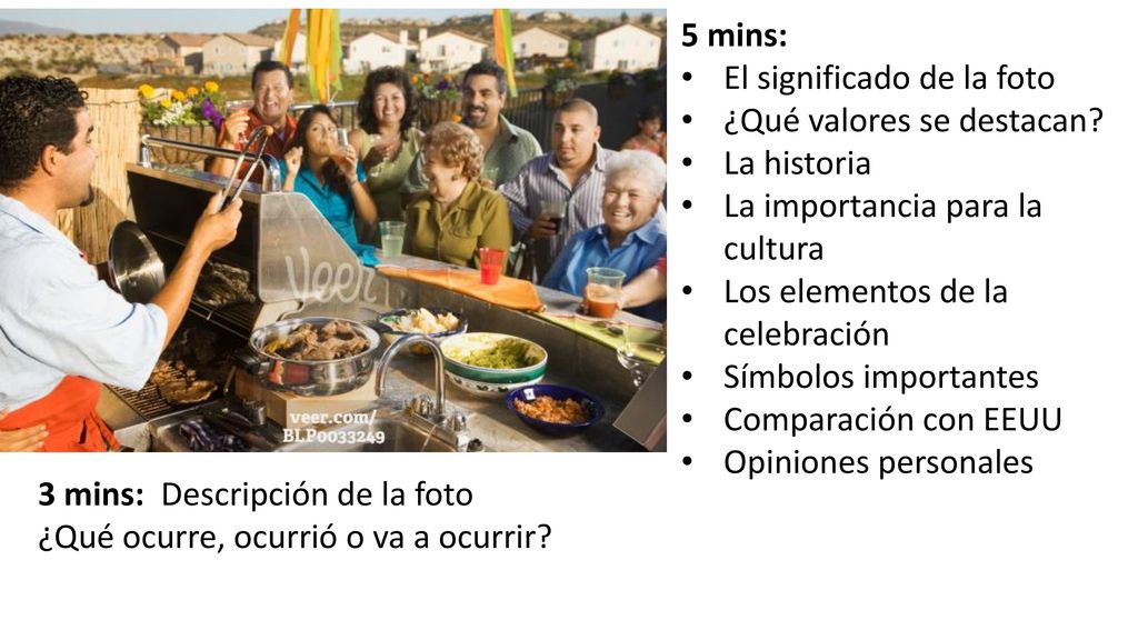 5 mins: El significado de la foto. ¿Qué valores se destacan La historia. La importancia para la cultura.