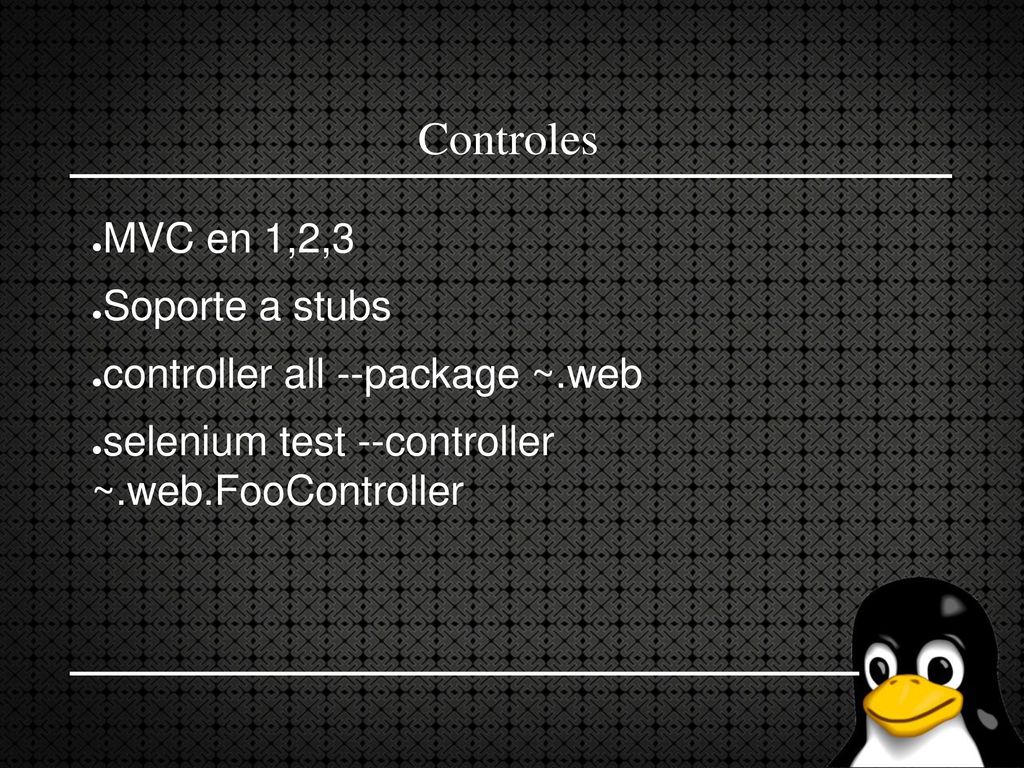 Controles MVC en 1,2,3 Soporte a stubs controller all --package ~.web