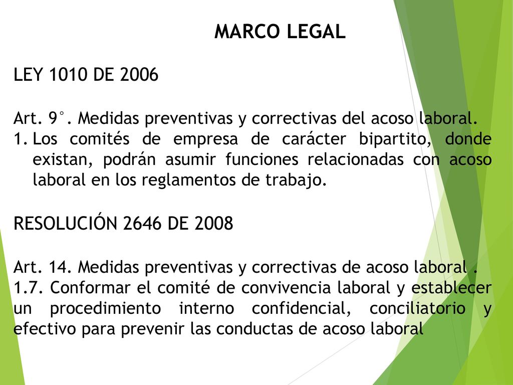 MARCO LEGAL LEY 1010 DE 2006 RESOLUCIÓN 2646 DE 2008