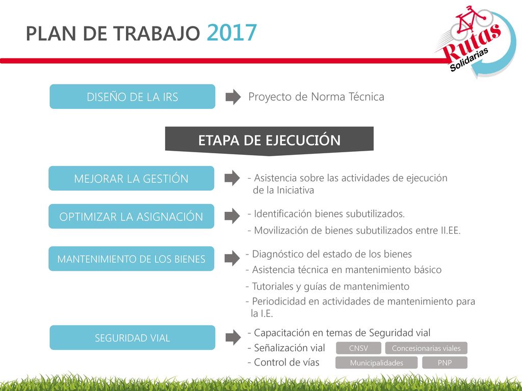 PLAN DE TRABAJO 2017 ETAPA DE EJECUCIÓN DISEÑO DE LA IRS