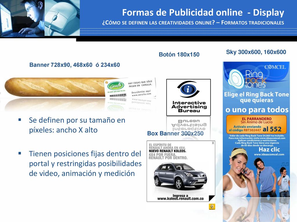 Formas de Publicidad online - Display ¿Cómo se definen las creatividades online – Formatos tradicionales