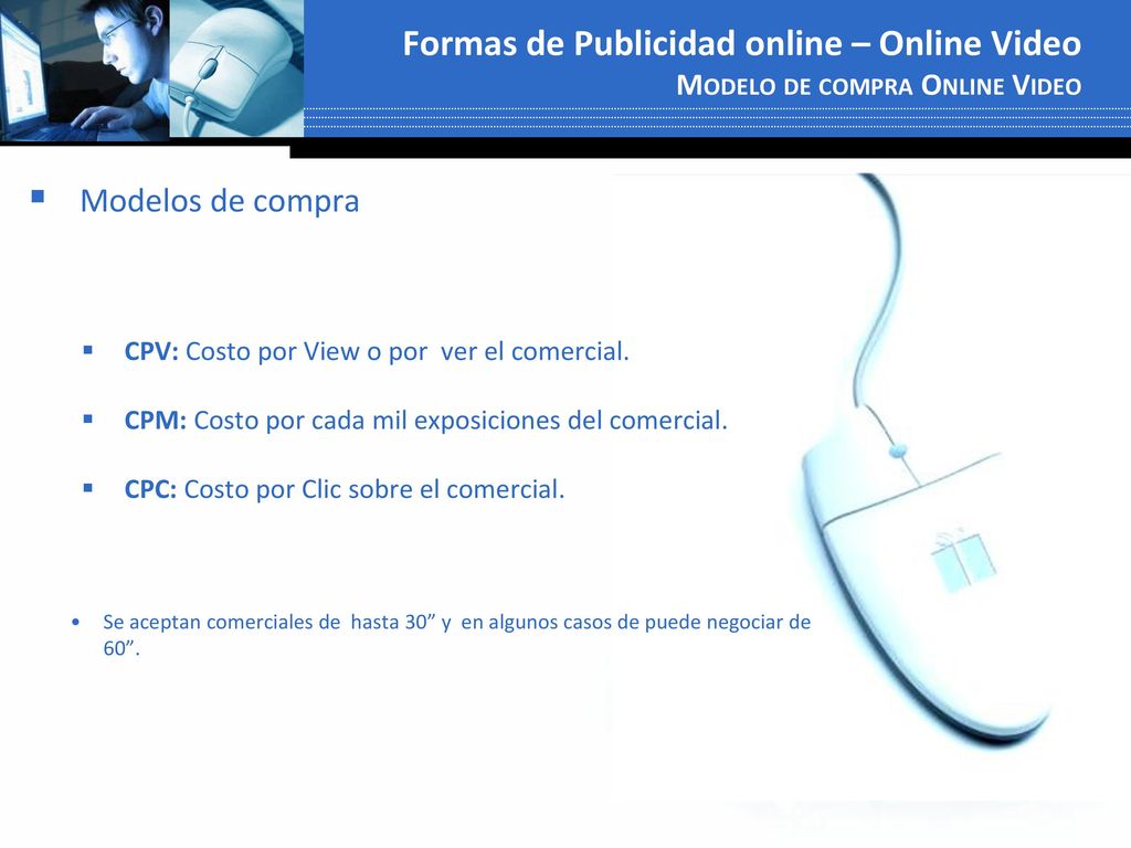 Formas de Publicidad online – Online Video Modelo de compra Online Video