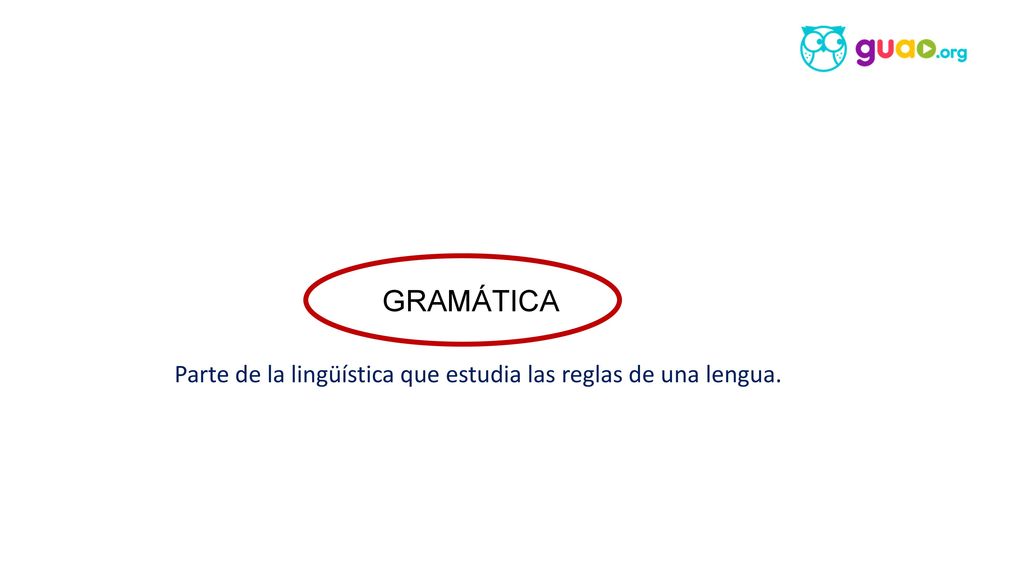 gGRAMÁTICA Parte de la lingüística que estudia las reglas de una lengua.
