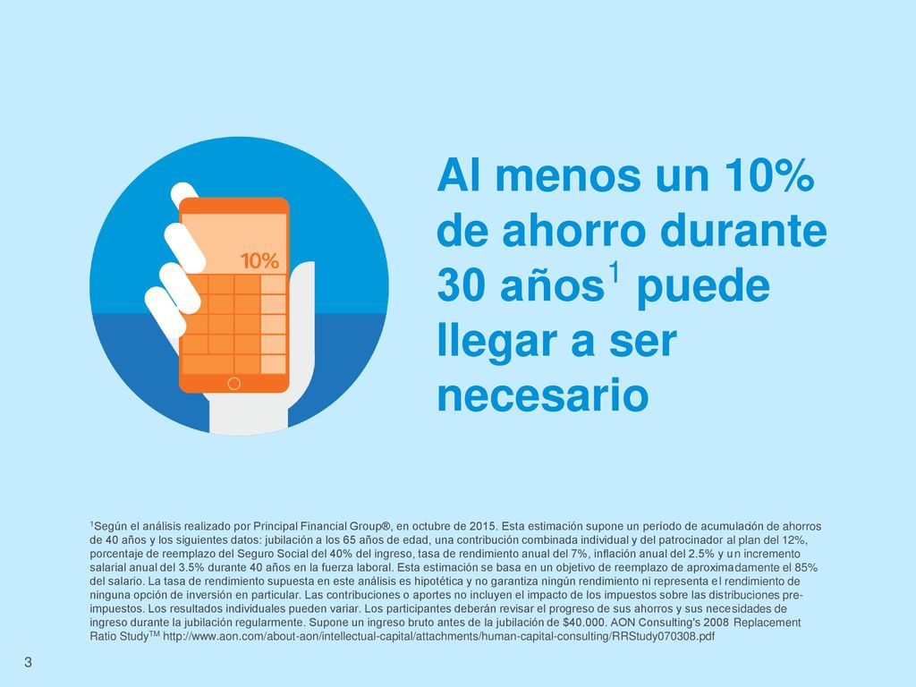 Al menos un 10% de ahorro durante 30 años1 puede llegar a ser necesario