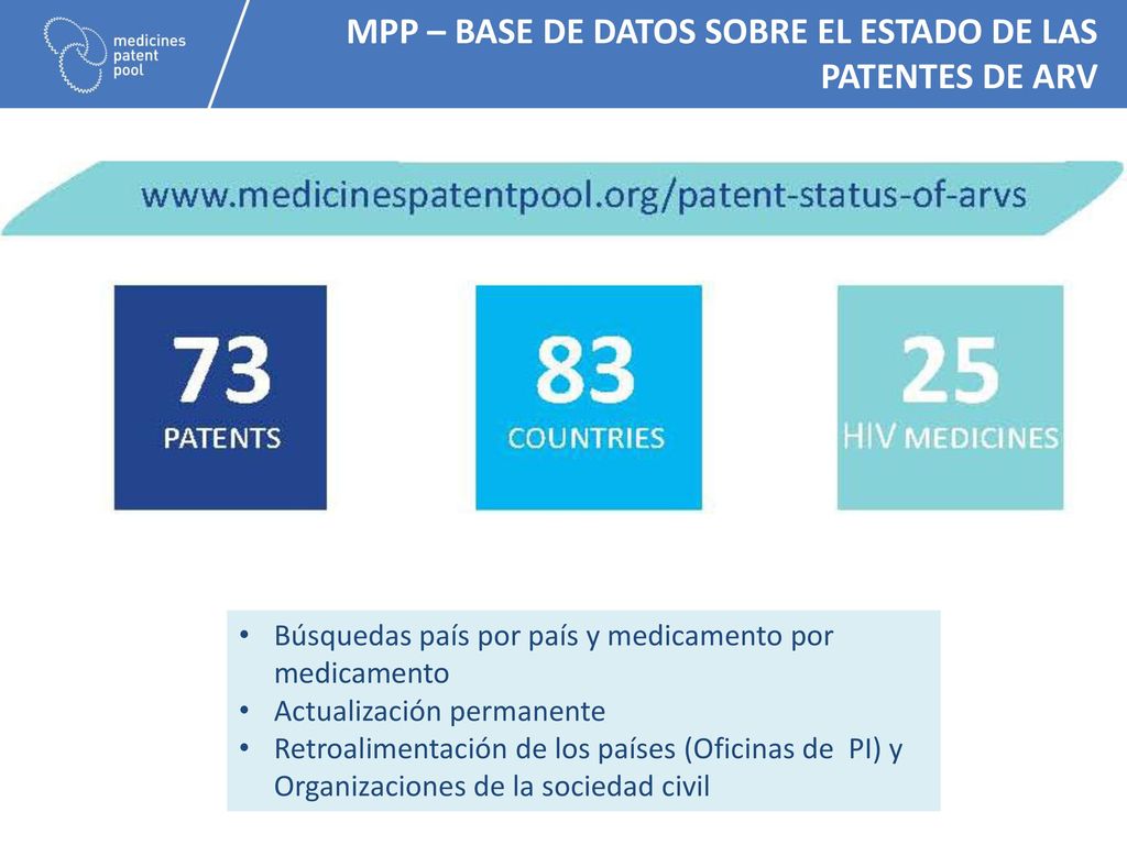 MPP – BASE DE DATOS SOBRE EL ESTADO DE LAS PatentES DE ARV