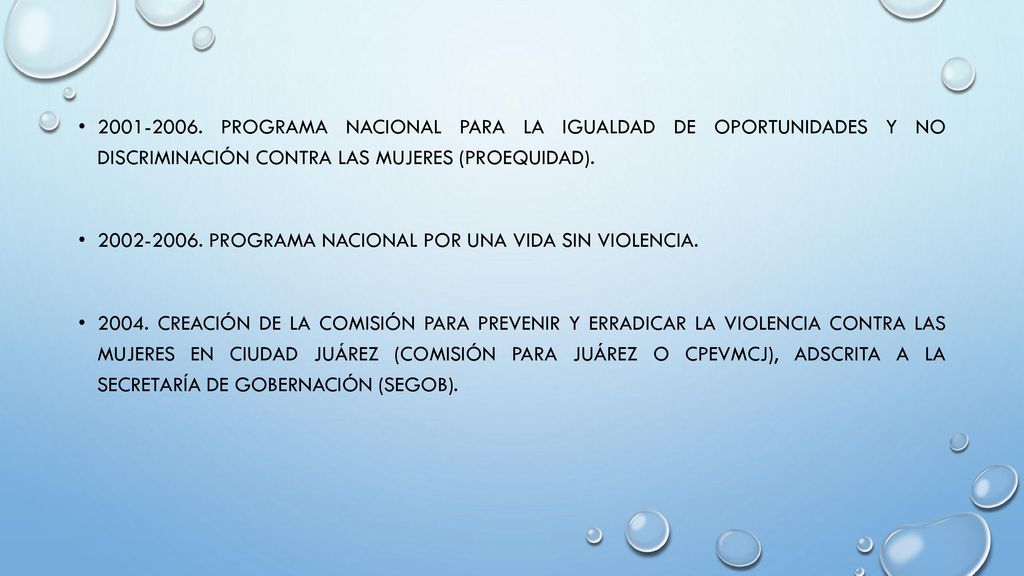 Programa Nacional para la Igualdad de Oportunidades y No Discriminación contra las Mujeres (Proequidad).