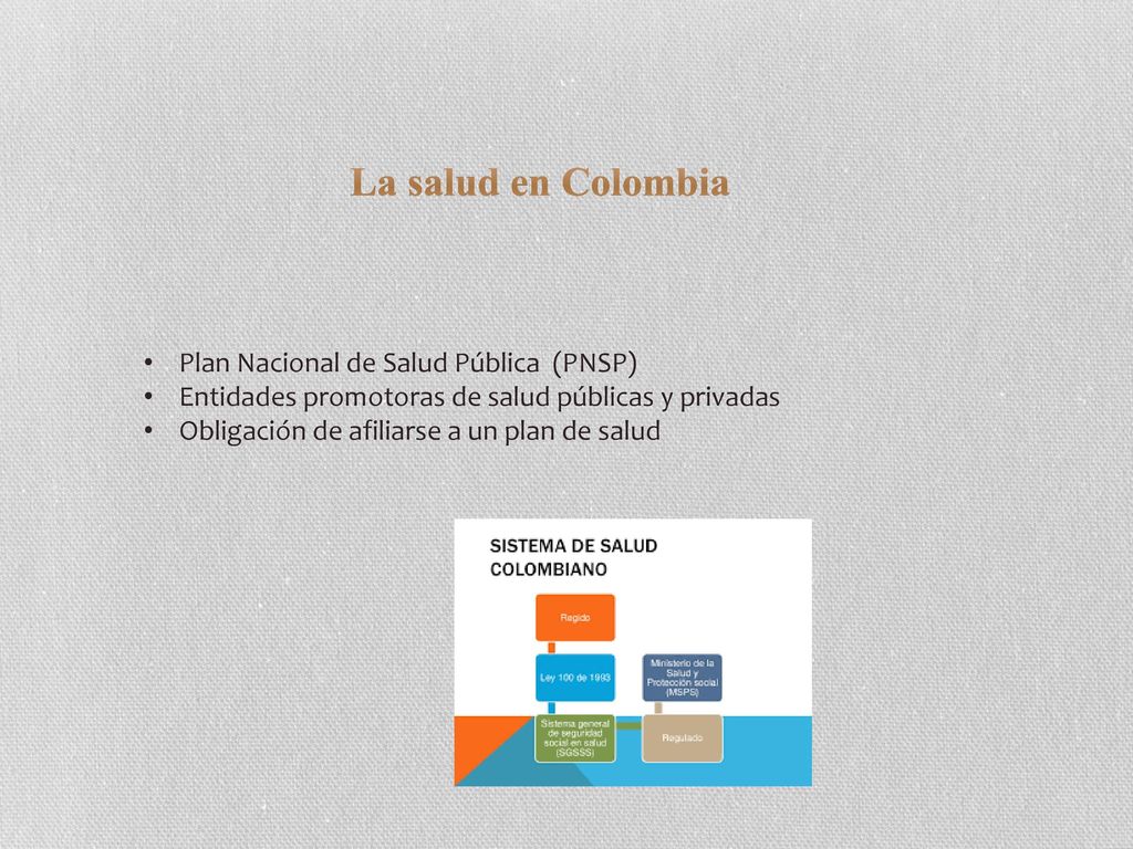 La salud en Colombia Plan Nacional de Salud Pública (PNSP)