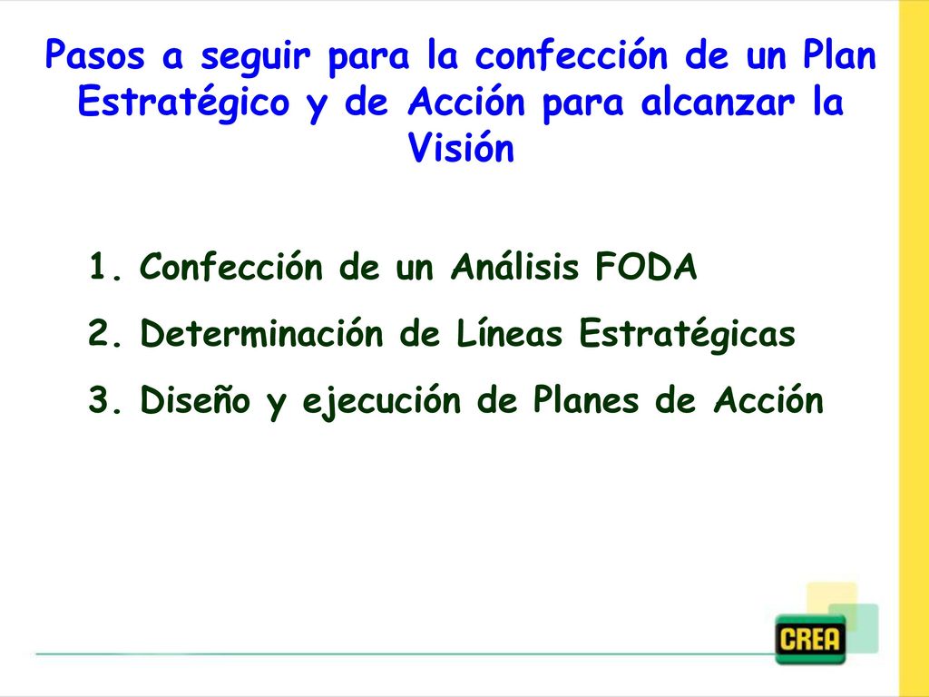 Pasos a seguir para la confección de un Plan Estratégico y de Acción para alcanzar la Visión