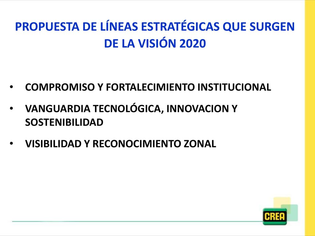 PROPUESTA DE LÍNEAS ESTRATÉGICAS QUE SURGEN DE LA VISIÓN 2020