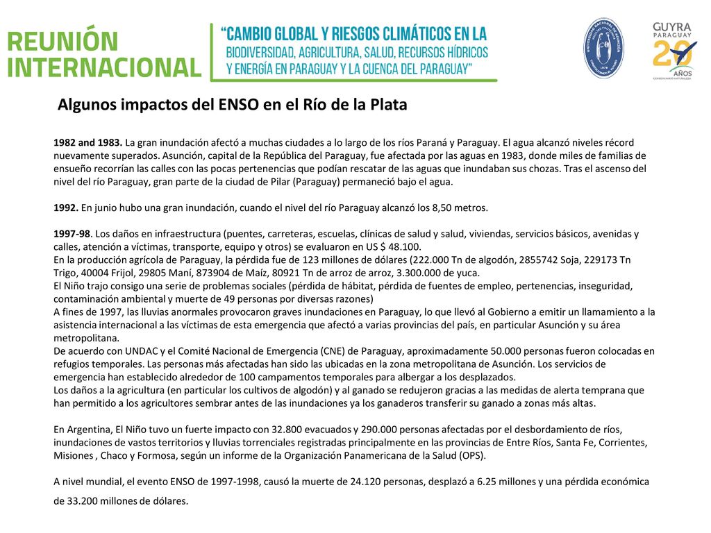 Algunos impactos del ENSO en el Río de la Plata
